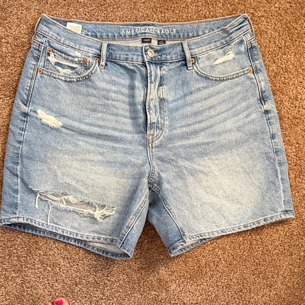 American Eagle Outfitters Light Blue Distressed Men's Denim Jean Shorts